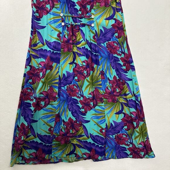 Vtg Floral Button Down Maxi Dress Women 3X Tropical Resort California Krush FLAW - Picture 8 of 16